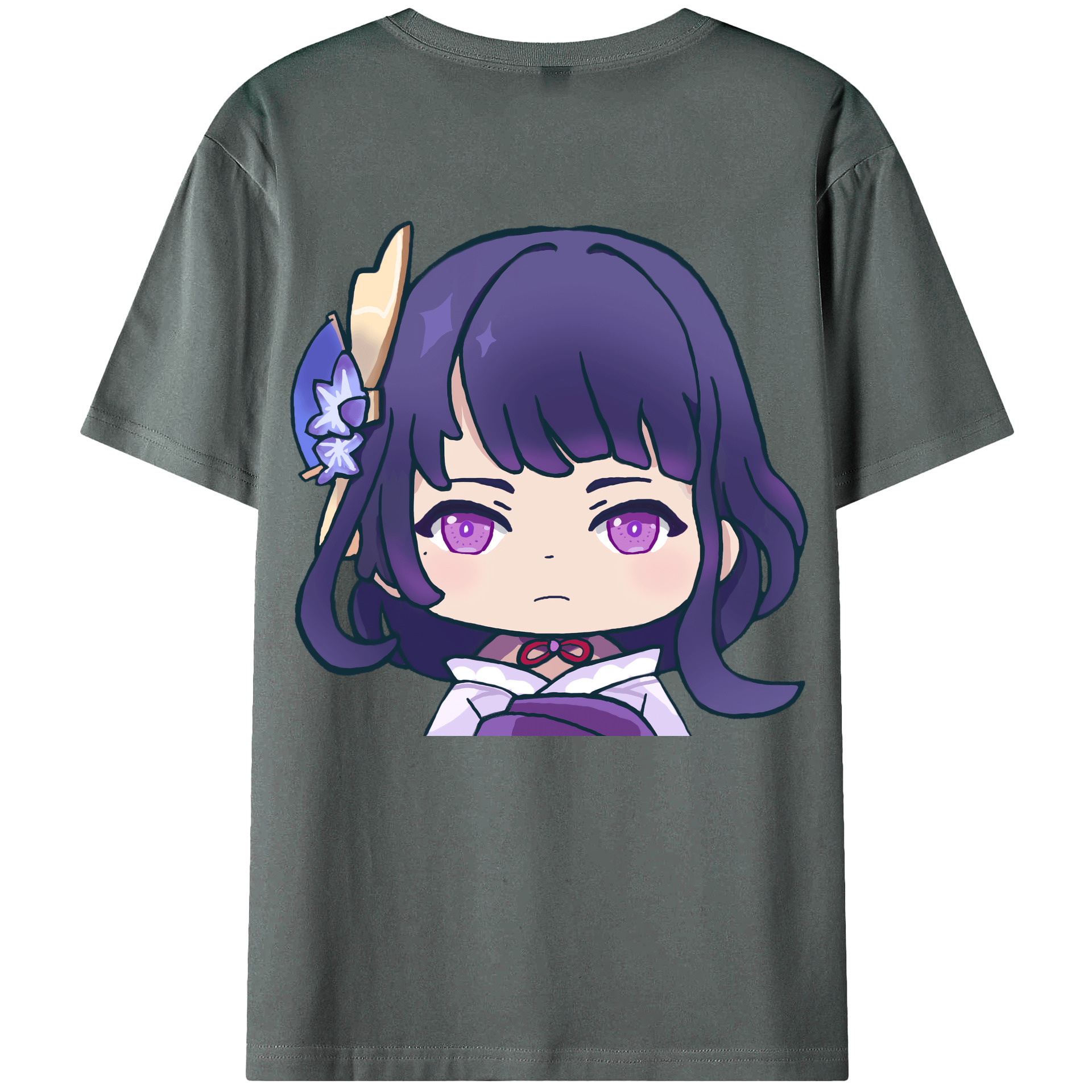 げんし神 雷電将軍 らいでんしょうぐん genshin Raiden Shogun 綿100％ メンズ半袖Tシャツ（バックプリント） 通気性